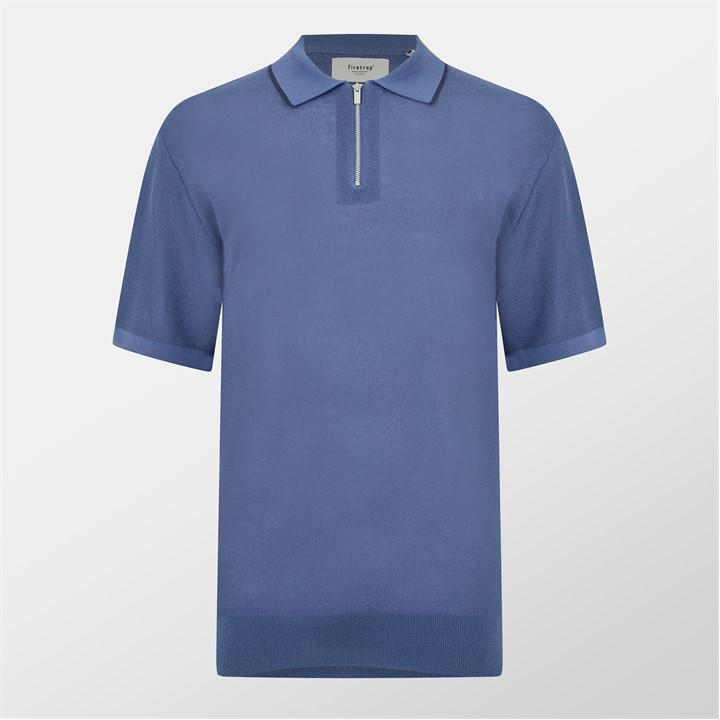 Firetrap Men' Blue Knitted Polo in Size S, Sports Direct