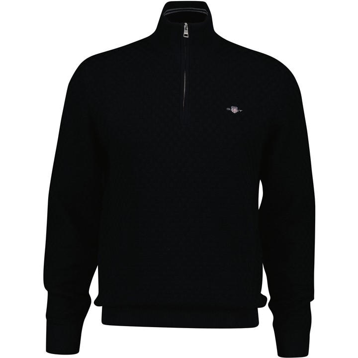 Gant Men's Black Shield 1/2 Zip Jumper in Size XL, Sports Direct
