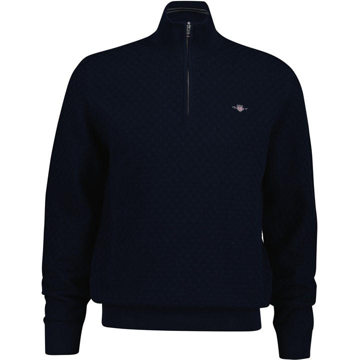 Gant Men's Blue Shield 1/2 Zip Jumper in Size XL, Sports Direct