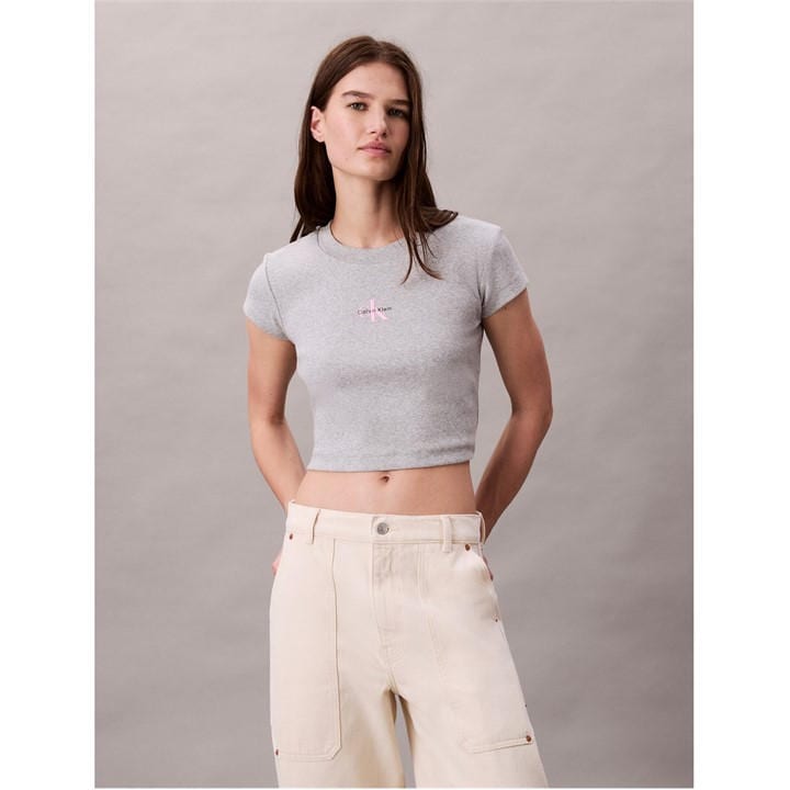 Calvin Klein Jeans Women's Grey Baby Tee in Size 12, Sports Direct
