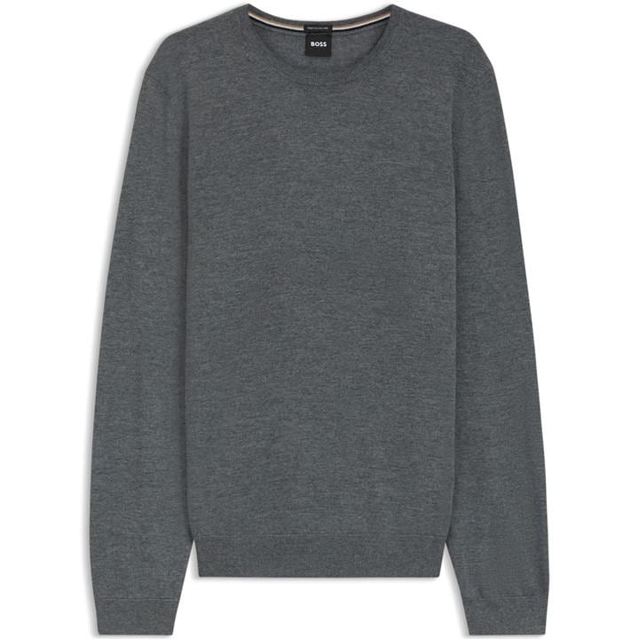Boss Men's Grey Leno Knit Jumper, Soft Virgin Wool in Size 2XL, Sports Direct