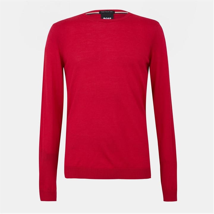 Boss Men's Red Leno Knit Jumper, Soft Virgin Wool in Size 2XL, Sports Direct