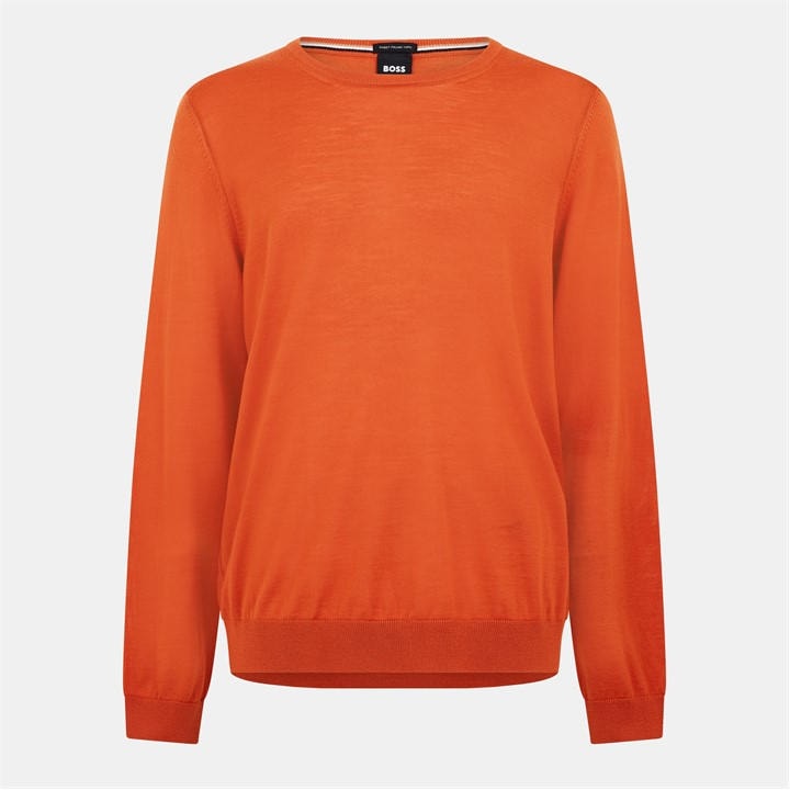 Boss Men's Orange Leno Knit Jumper, Soft Virgin Wool in Size 2XL, Sports Direct