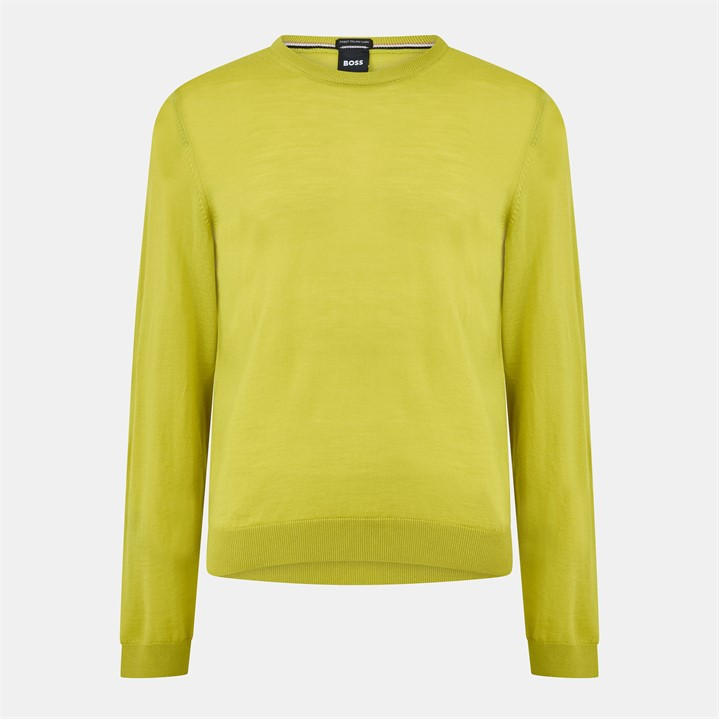 Boss Men's Green Leno Knit Jumper, Soft Virgin Wool in Size M, Sports Direct