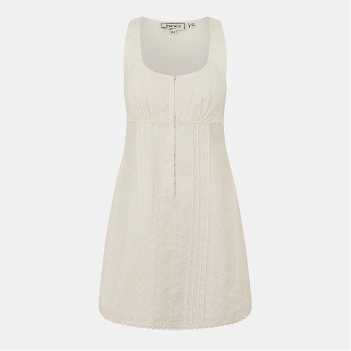 Jack Wills Women's White Broderie Corset Dress in Size 8, Sports Direct