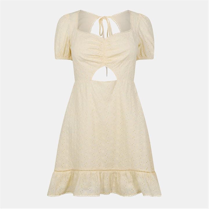 Jack Wills Women's Yellow Broderie Mini Dress in Size 8, Sports Direct