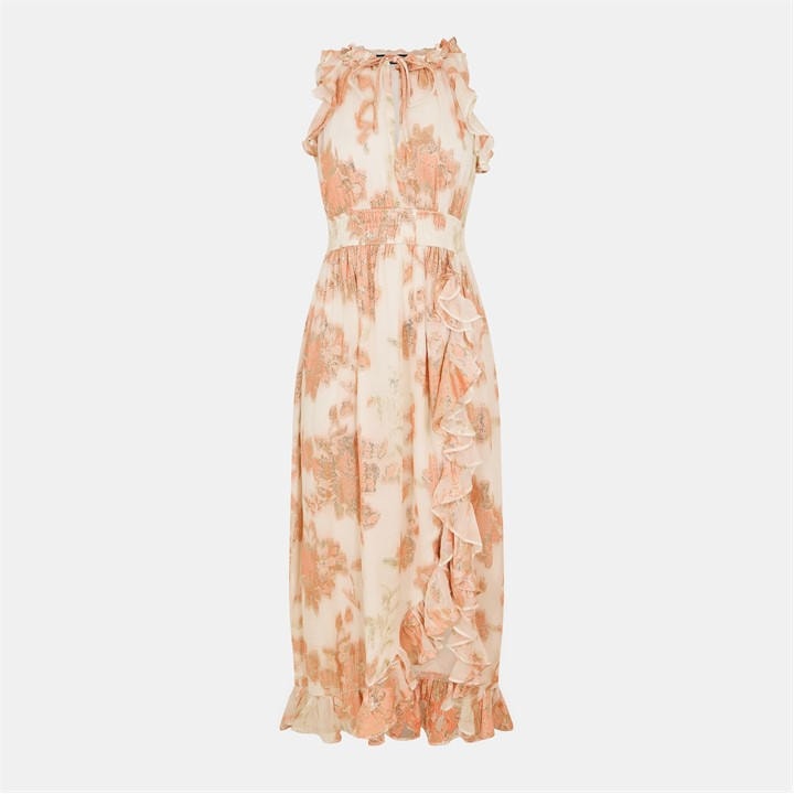 French Connection Women's Pink Elko Maxi Dress in Size 10, Sports Direct