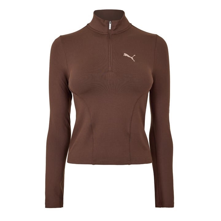 Puma Women's Brown Train Reg Length Half Zip Fleece in Size 8, Sports Direct