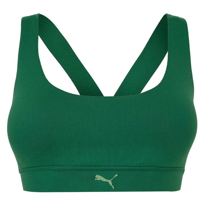 Puma Women's Green W Train Mid Impact Bra Medium Sports in Size 12, Sports Direct