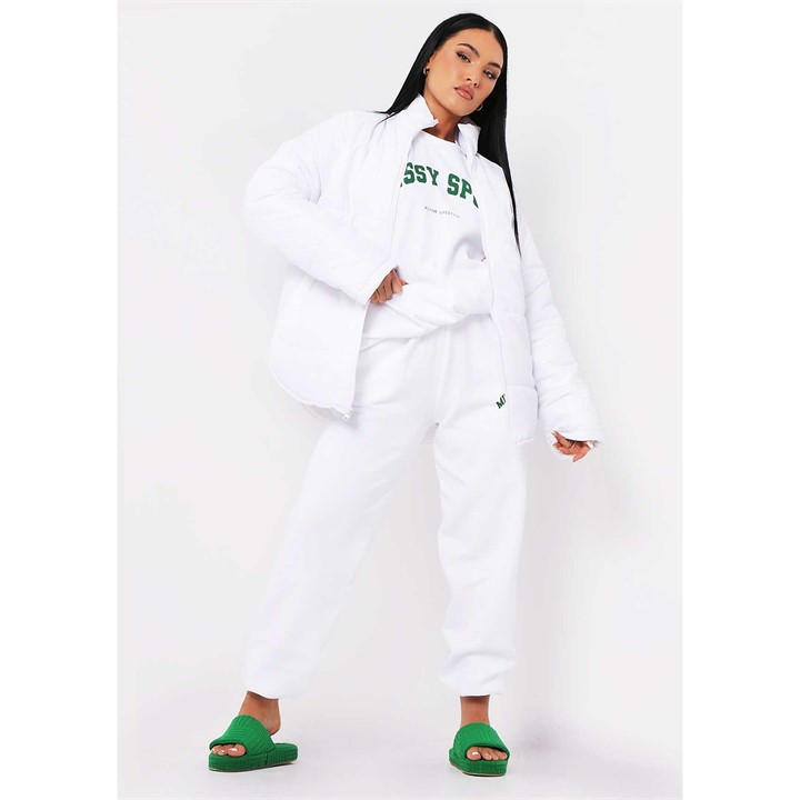 Missy Empire Women's White Oversized Long Sleeve Medium Puffer Jacket in Size 6, Sports Direct