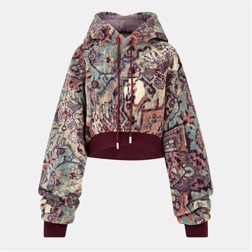 Off White - Women's Tapestry Cropped Hoodie