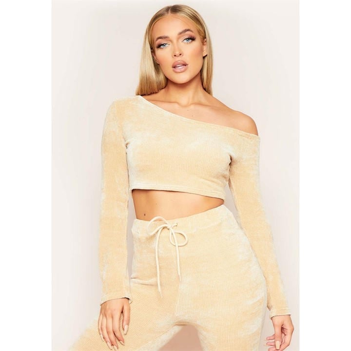 Missy Empire Women's Chenille Off Shoulder Cropped Jumper - Beige - 6 (2XS) - Image 2