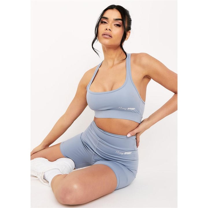 Missy Empire Women's Blue Missy Sport Back Detail Gym Crop Top in Size 6, Sports Direct