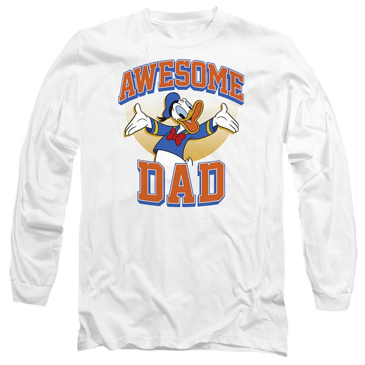 Disney Men's White Donald Duck Awesome Dad Donald Long Sleeve T-Shirt in Size XL, Sports Direct