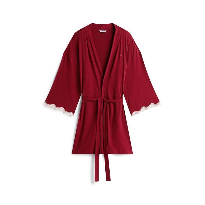 Tommy Hilfiger Women's Red Lacee Kimono Dressing Gown in Size 8, Sports Direct