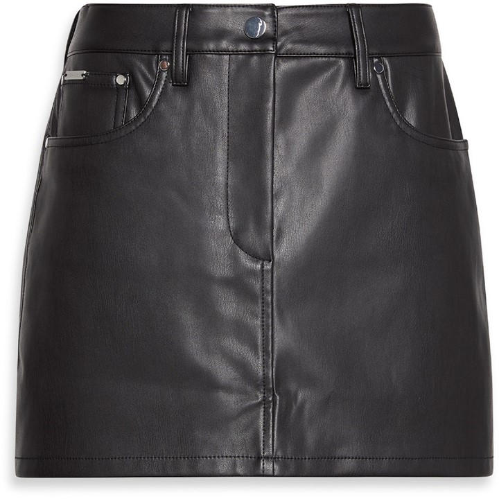Calvin Klein Jeans Women's Black Leather Mini Skirt in Size 14, Sports Direct