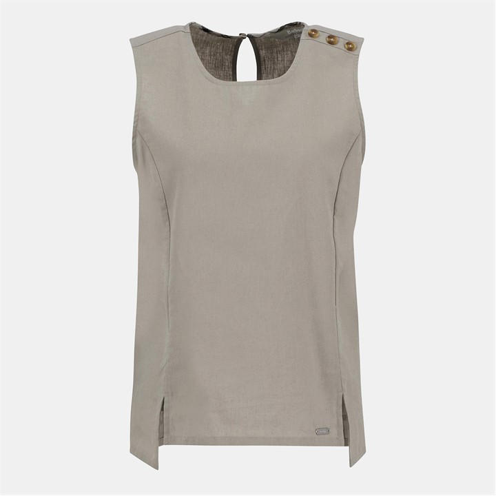 Barbour Women's Beige Lucy Sleeveless Shirt in Size 12, Sports Direct