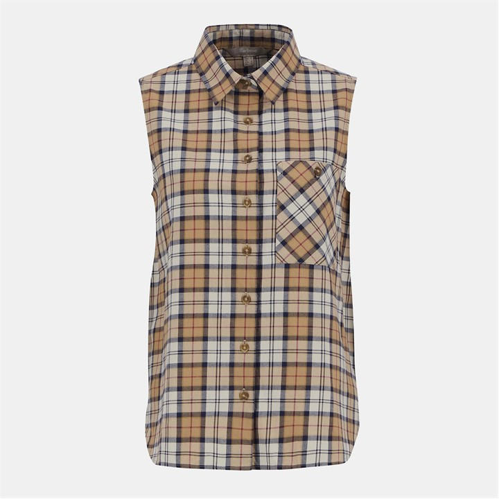 Barbour Women's Beige Bredon Sleeveless Shirt in Size 16, Sports Direct
