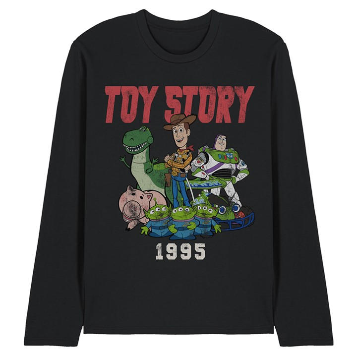 Disney Men's Black Toy Story 1995 Retro Long Sleeve T-Shirt in Size M, Sports Direct