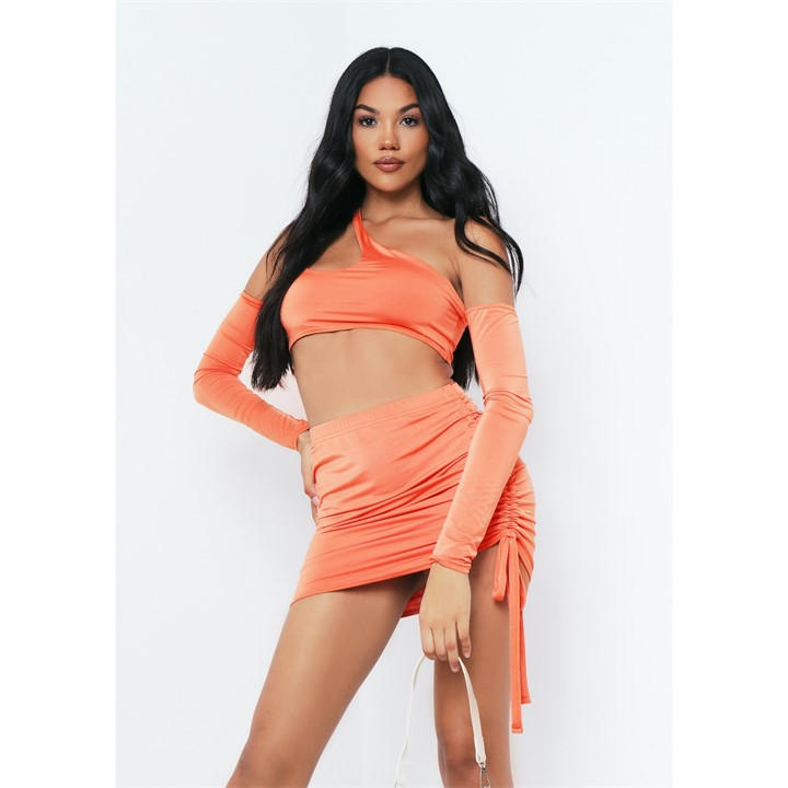 Missy Empire Women's Orange One Shoulder Sleeves Crop Top in Size 10, Sports Direct