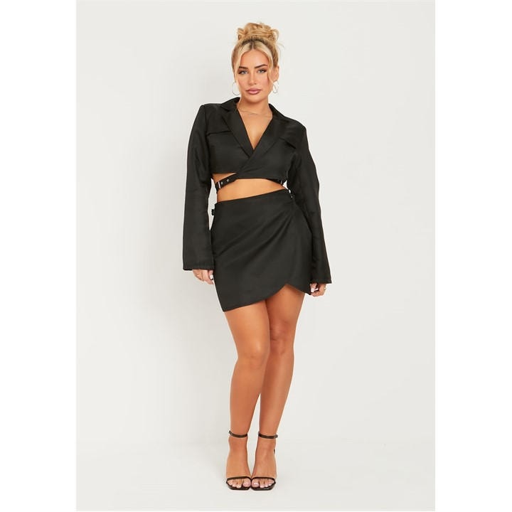Missy Empire Women's Black Utility Wrap Mini Skirt in Size 8, Sports Direct