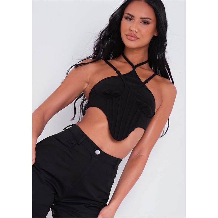 Missy Empire Women's Black Structured Corset Top in Size 14, Sports Direct