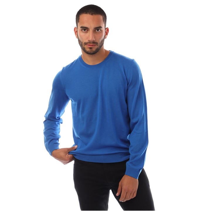 Boss Men's White Leno-P Knitted Crew Neck Jumper in Size 2XL, Sports Direct