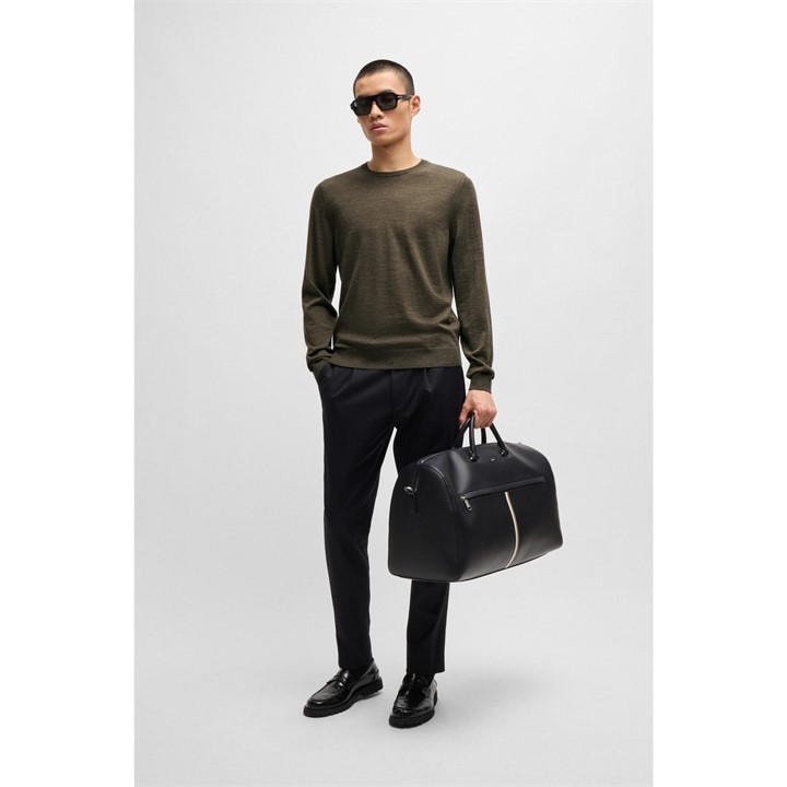 Boss Men's White Leno-P Knitted Crew Neck Jumper in Size 2XL, Sports Direct