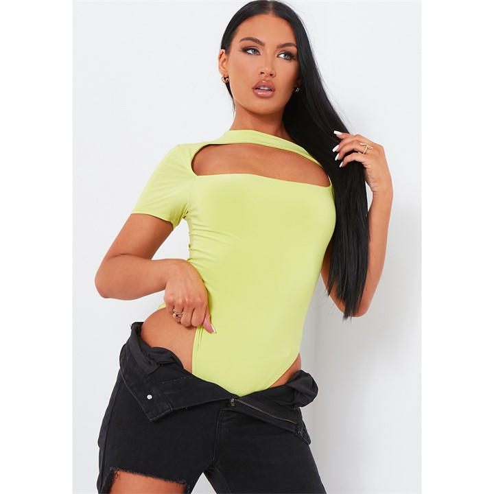 Missy Empire Women's Green Slinky Cut Out Panel Bodysuit in Size 6, Sports Direct