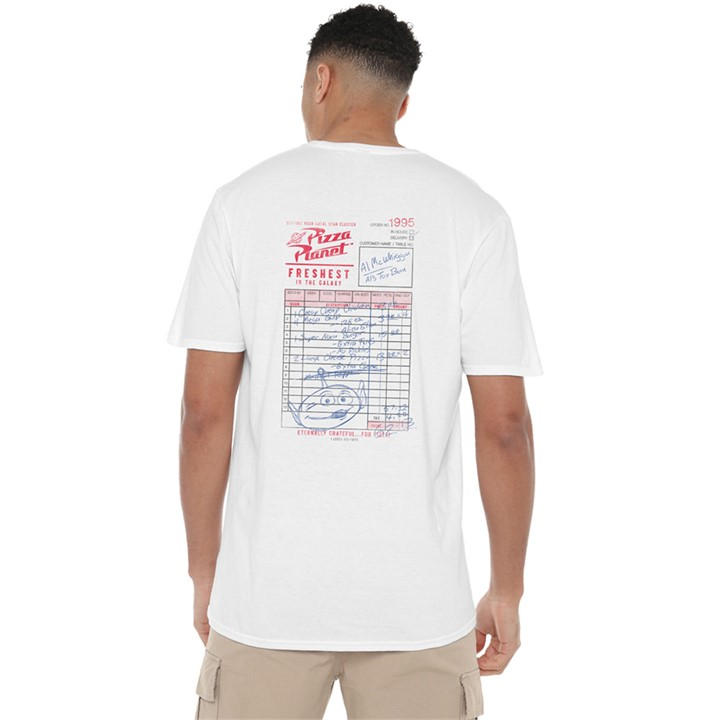 Disney Men' White Toy Story Pizza Planet U Front Back T-Shirt Wh in Size S, Sports Direct