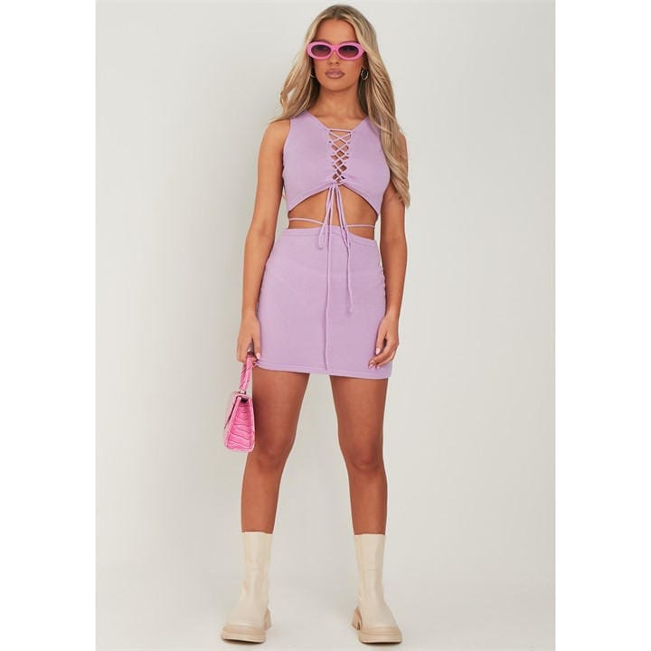 Missy Empire Women's Purple Knitted Mini Skirt in Size 10, Sports Direct