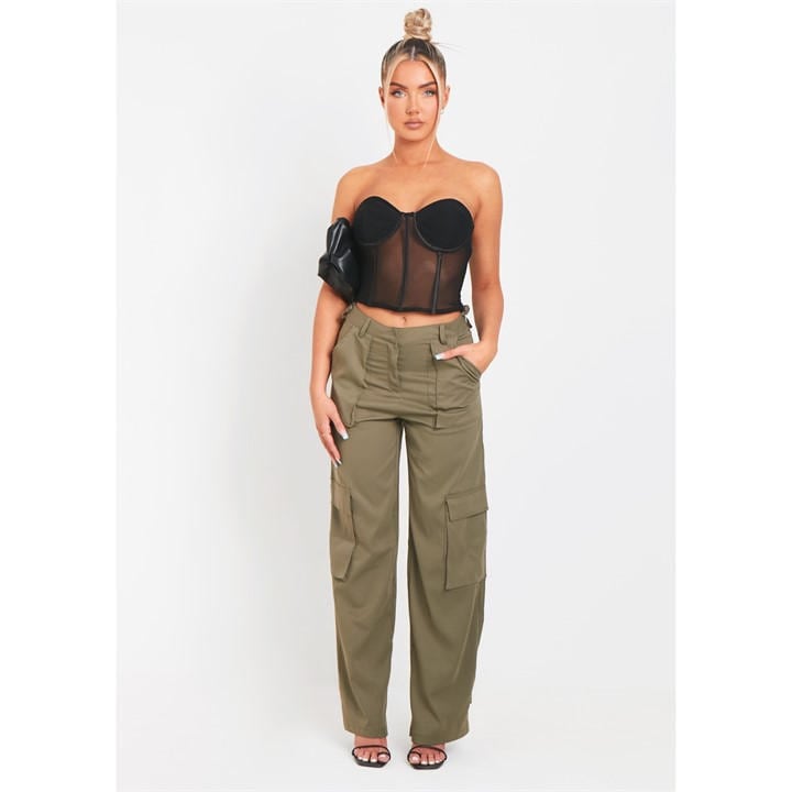 Missy Empire Women's Black Cup Detail Mesh Corset in Size 8, Sports Direct