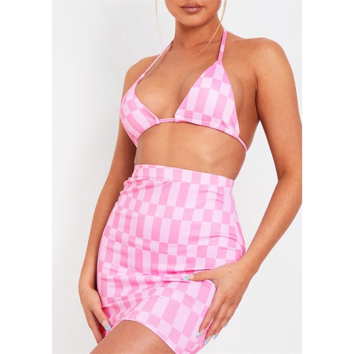 Missy Empire Women's Pink Checkerboard Print Mini Skirt in Size 12, Sports Direct
