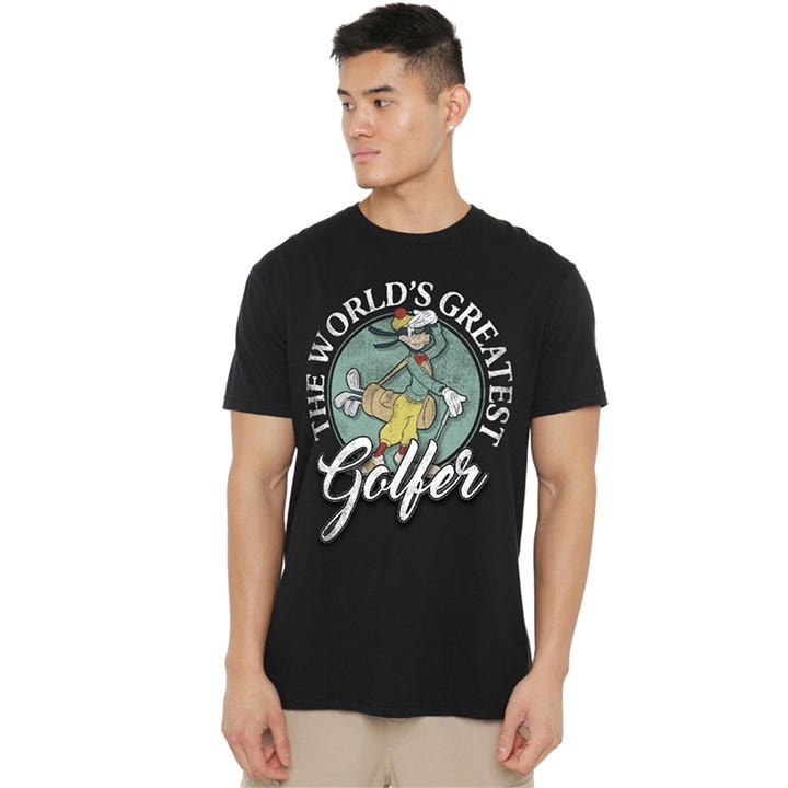 Disney Men's Black Mickey & Friends Greatest Golfer Goofy Dad T-Shirt in Size 4XL, Sports Direct
