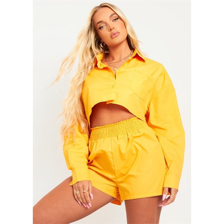 Missy Empire Women's Orange Cotton Crop Shirt in Size 6, Sports Direct