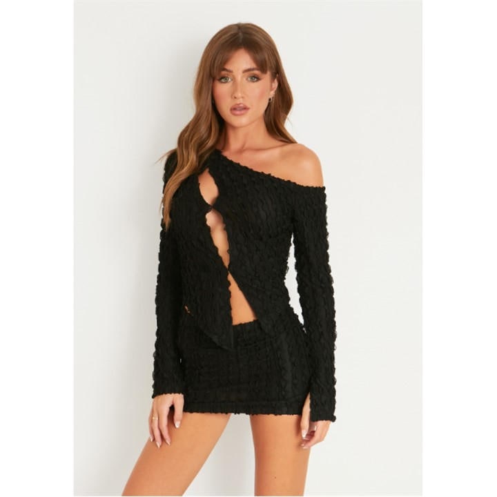 Missy Empire Women's Black Textured Micro Mini Skirt in Size 6, Sports Direct