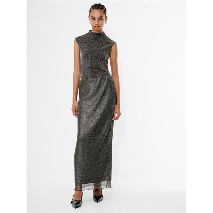 French Connection Women's Gold Maxi Skirt in Size 16, Sports Direct
