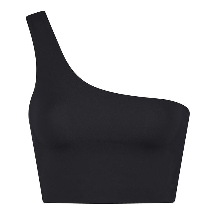 Girlfriend Collective Women's Black One Shoulder Non Wired Low Impact Sports Bra in Size 12, Sports Direct