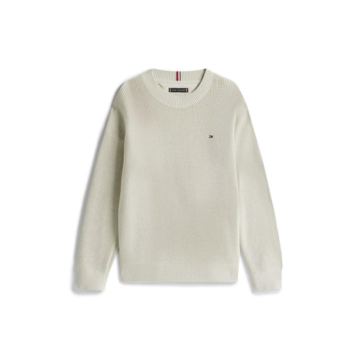 Tommy Hilfiger Misty Sage M1c Small Flag Knitted Crew Neck Jumper - 8Y - Image 4