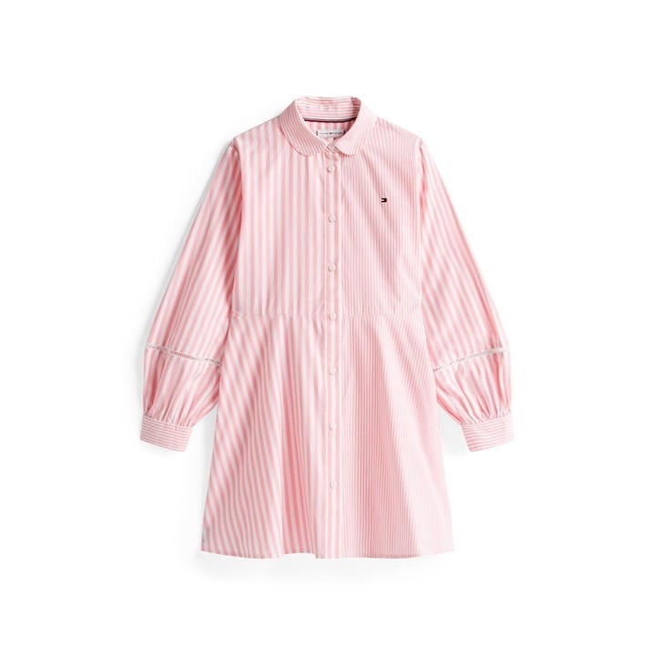 Tommy Hilfiger Girls Pink Kids' Long-Sleeve Shirt Dress in Size 14 - 16 Years, Sports Direct