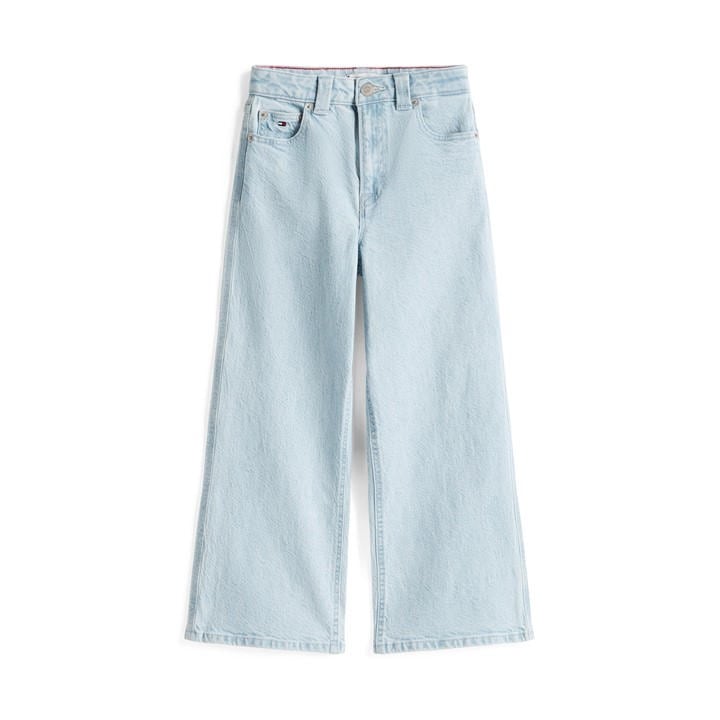 Tommy Hilfiger Girls Blue Kids' Mabel Cotton Mix Wide Leg Jeans in Size 14 - 16 Years, Sports Direct