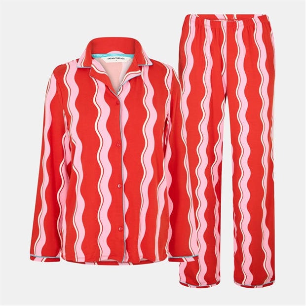 Pink Squiggles - Urban Threads - Women's Long-Sleeve Pyjama Set