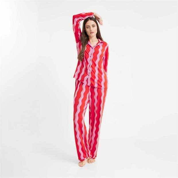 Pink Squiggles - Urban Threads - Women's Long-Sleeve Pyjama Set