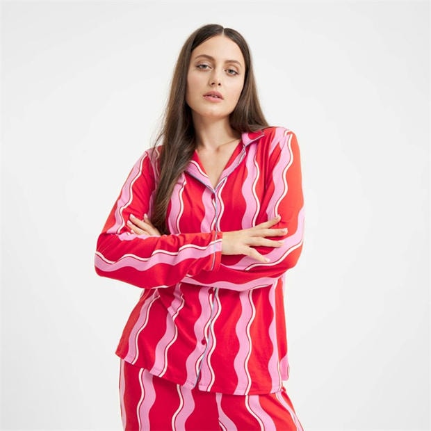 Pink Squiggles - Urban Threads - Women's Long-Sleeve Pyjama Set