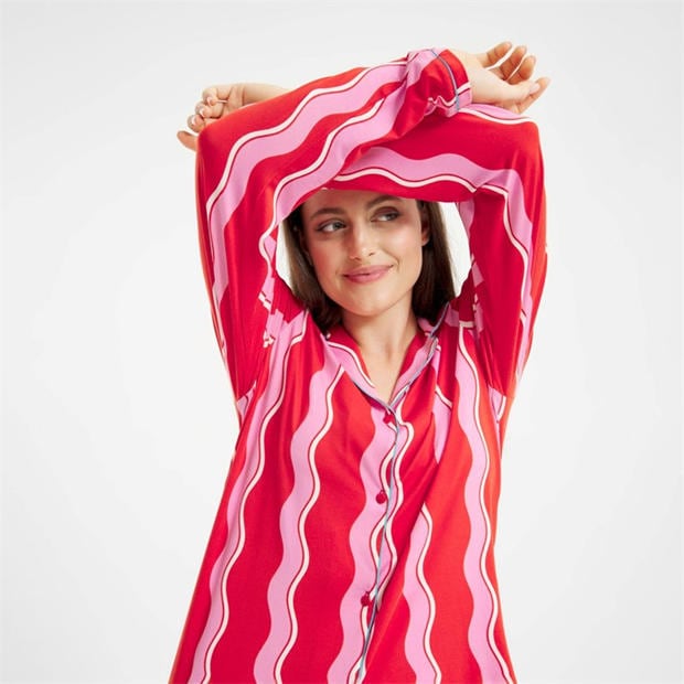 Pink Squiggles - Urban Threads - Women's Long-Sleeve Pyjama Set