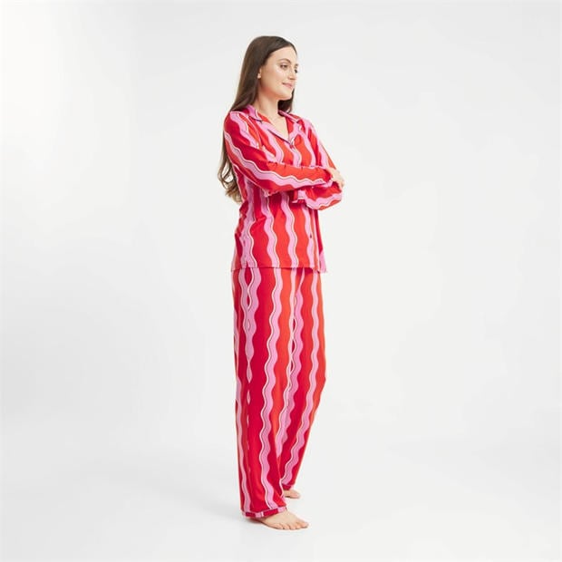 Pink Squiggles - Urban Threads - Women's Long-Sleeve Pyjama Set