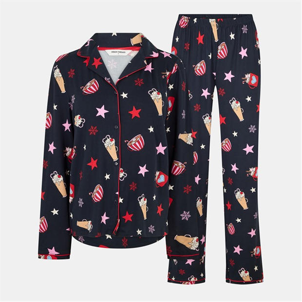 Navy Hot Choc - Urban Threads - Women's Long-Sleeve Pyjama Set