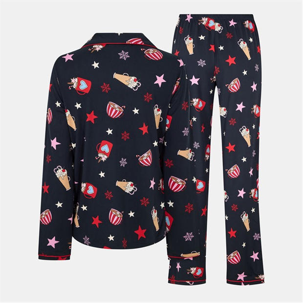 Navy Hot Choc - Urban Threads - Women's Long-Sleeve Pyjama Set