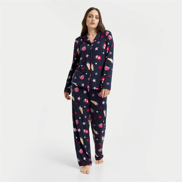 Navy Hot Choc - Urban Threads - Women's Long-Sleeve Pyjama Set