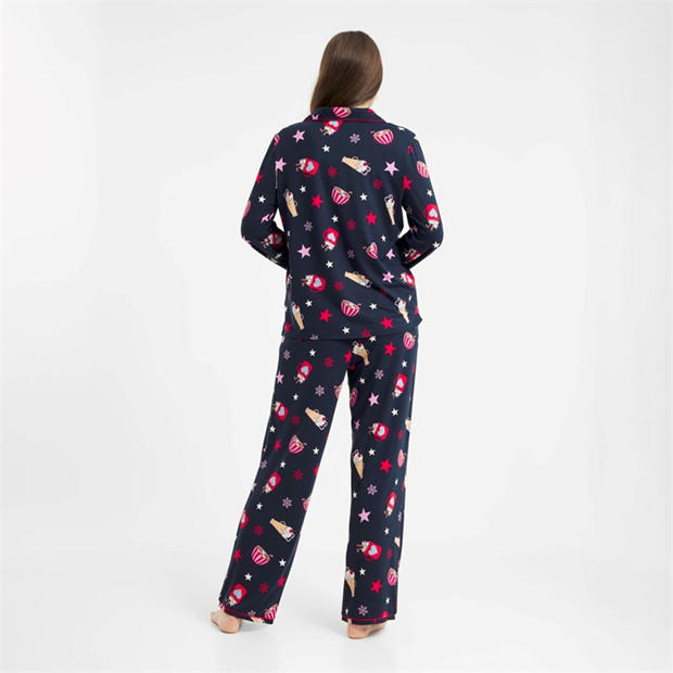 Navy Hot Choc - Urban Threads - Women's Long-Sleeve Pyjama Set